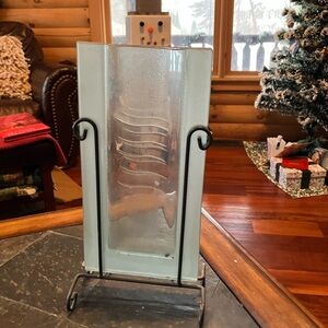 Mark Hines Art Glass Vase in Stand